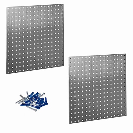 Triton Products (2) Square Hole Pegboards W/ Mounting Hardware, Stainless Steel 18-Gauge Steel, 24" W x 24" H LB1-S